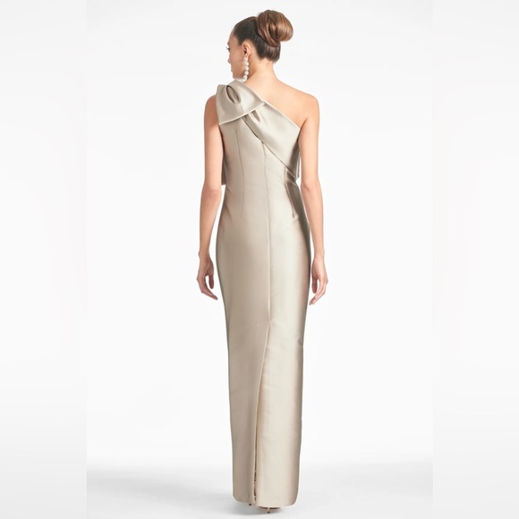 NEW - SACHIN AND BABI - BONNIE ONE SHOULDER BOW DRESS - PEWTER - SIZE 10 - Picture 4 of 5